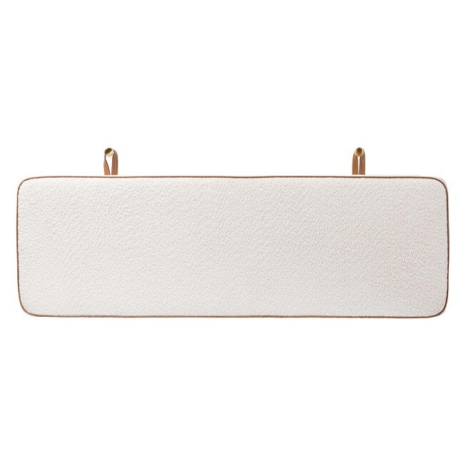 Belden Boucle Upholstered Wall-Mounted Queen Headboard - Padded Cushion Panel with Faux Leather Piping, WHITE, alternate image number 2