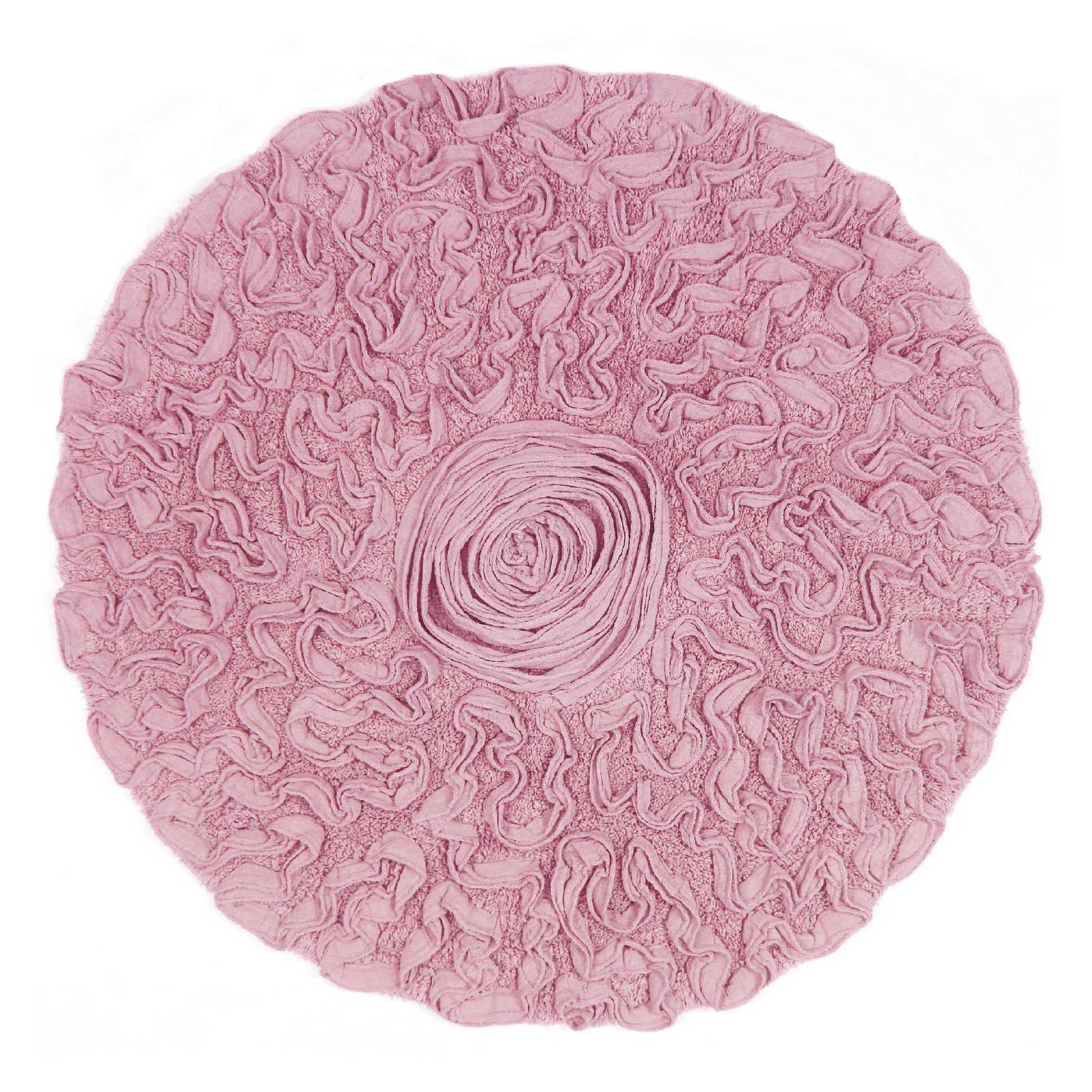 Bell Flower Round Bath Rug Collection, PINK, hi-res image number 0