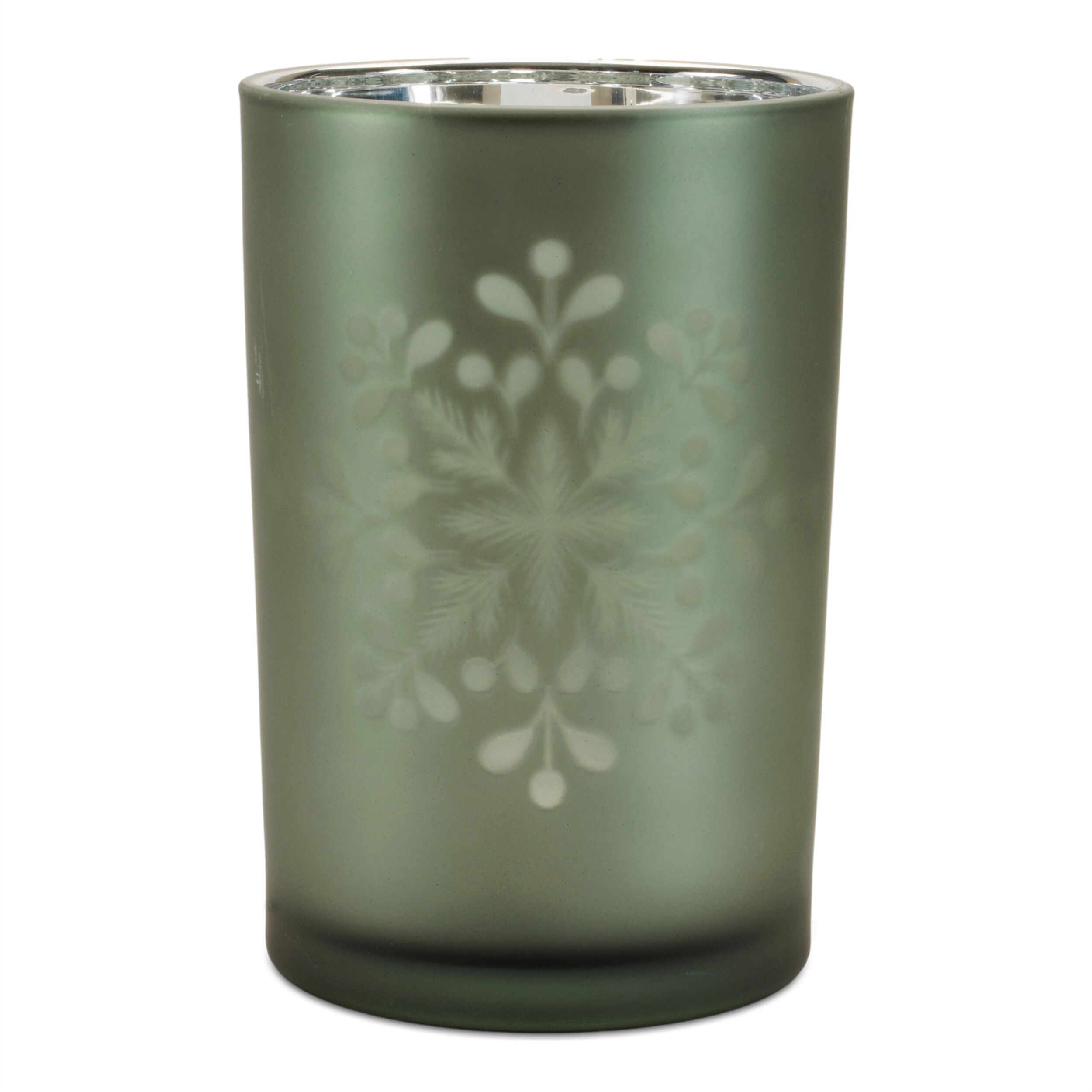 Frosted Snowflake Candle Holder (Set of 2), GREEN, alternate image number 3