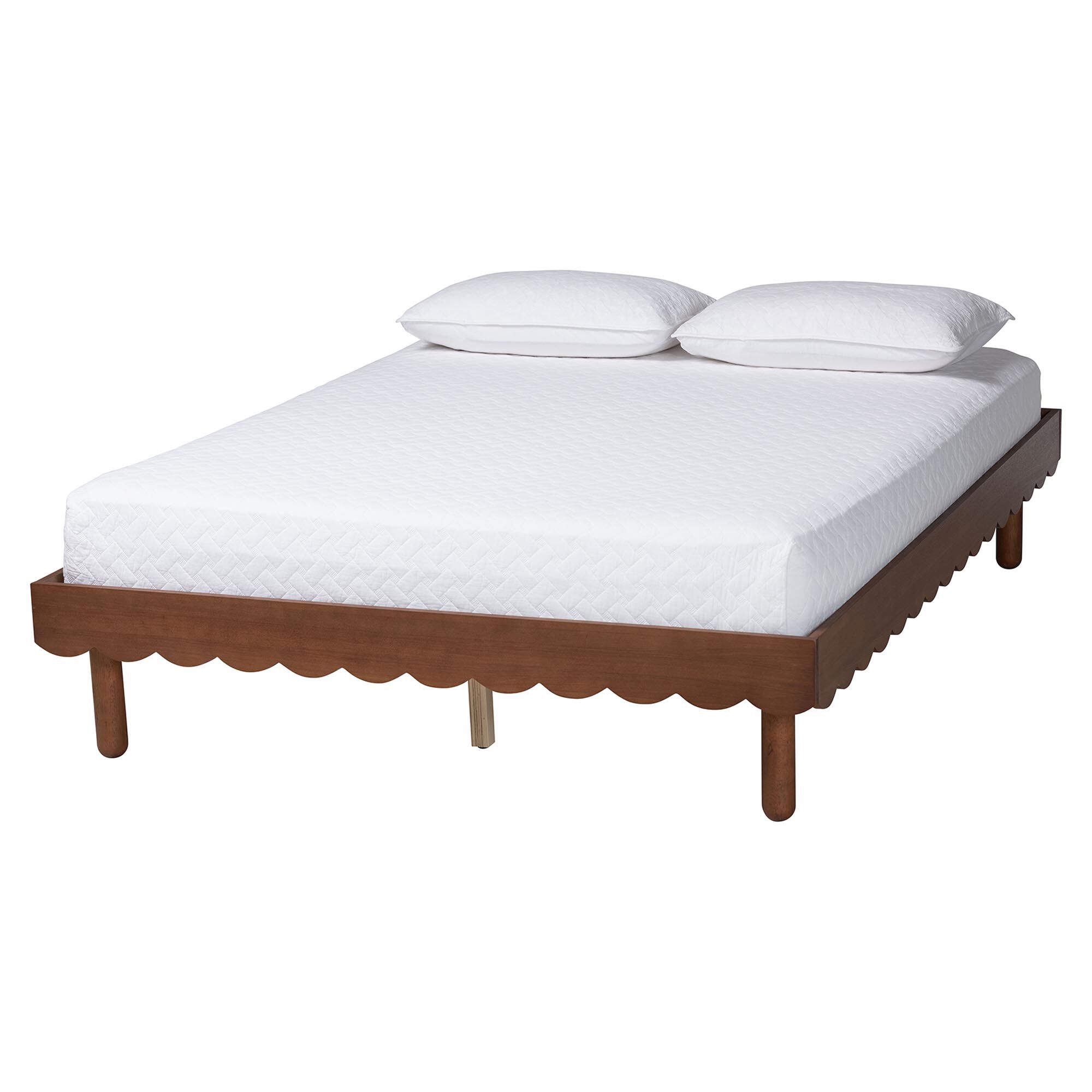 Orianthe Scalloped Bed Frame, WALNUT BROWN, alternate image number 1