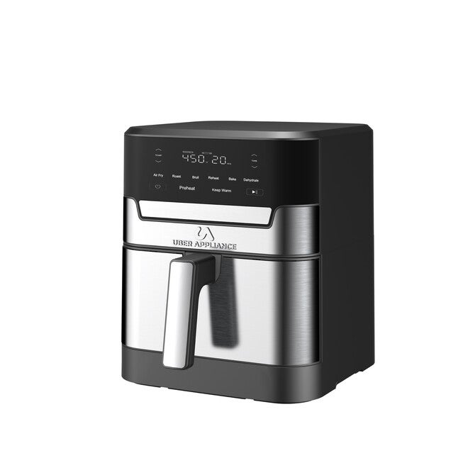 Uber Appliance 7Qt 8-Function Digital Air Fryer - Stainless Steel Ceramic Coated Non Stick, STAINLESS STEEL, hi-res image number null