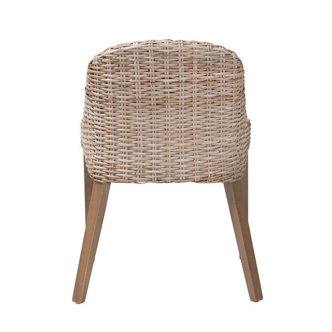 Lara Bohemian Grey Kubu Rattan And Mahogany Wood Dining Chair, , alternate image number null