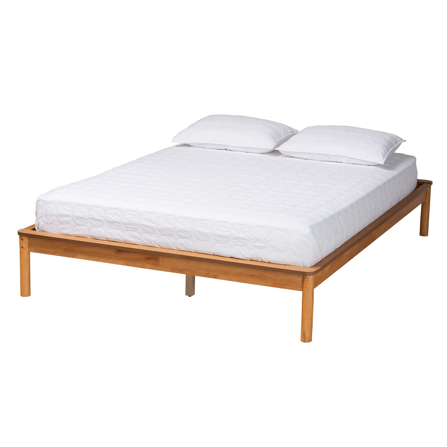 Efren Mid-Century Modern Honey Oak Finished Wood Full Size Bed Frame, HONEY OAK, hi-res image number 0
