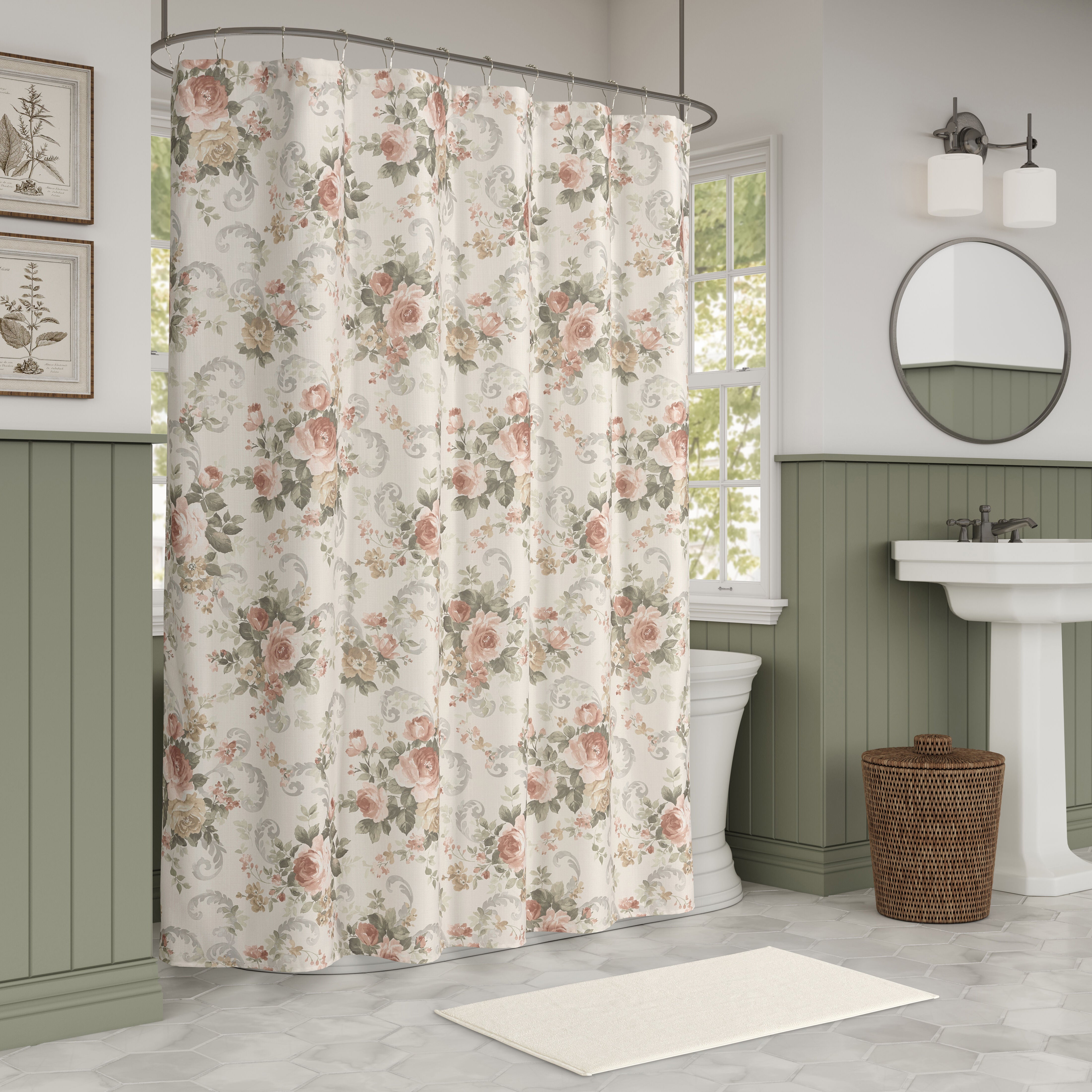 CHABLIS SHOWER CURTAIN, AQUA, hi-res image number 0