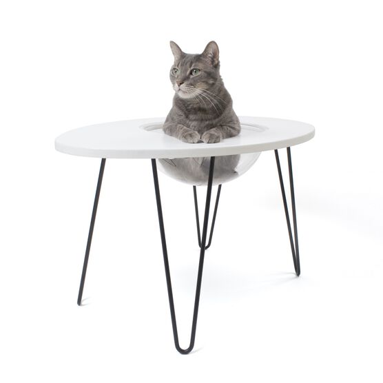 Hauspanther NestEgg - Raised Cat Bed & Side Table, WHITE, hi-res image number null