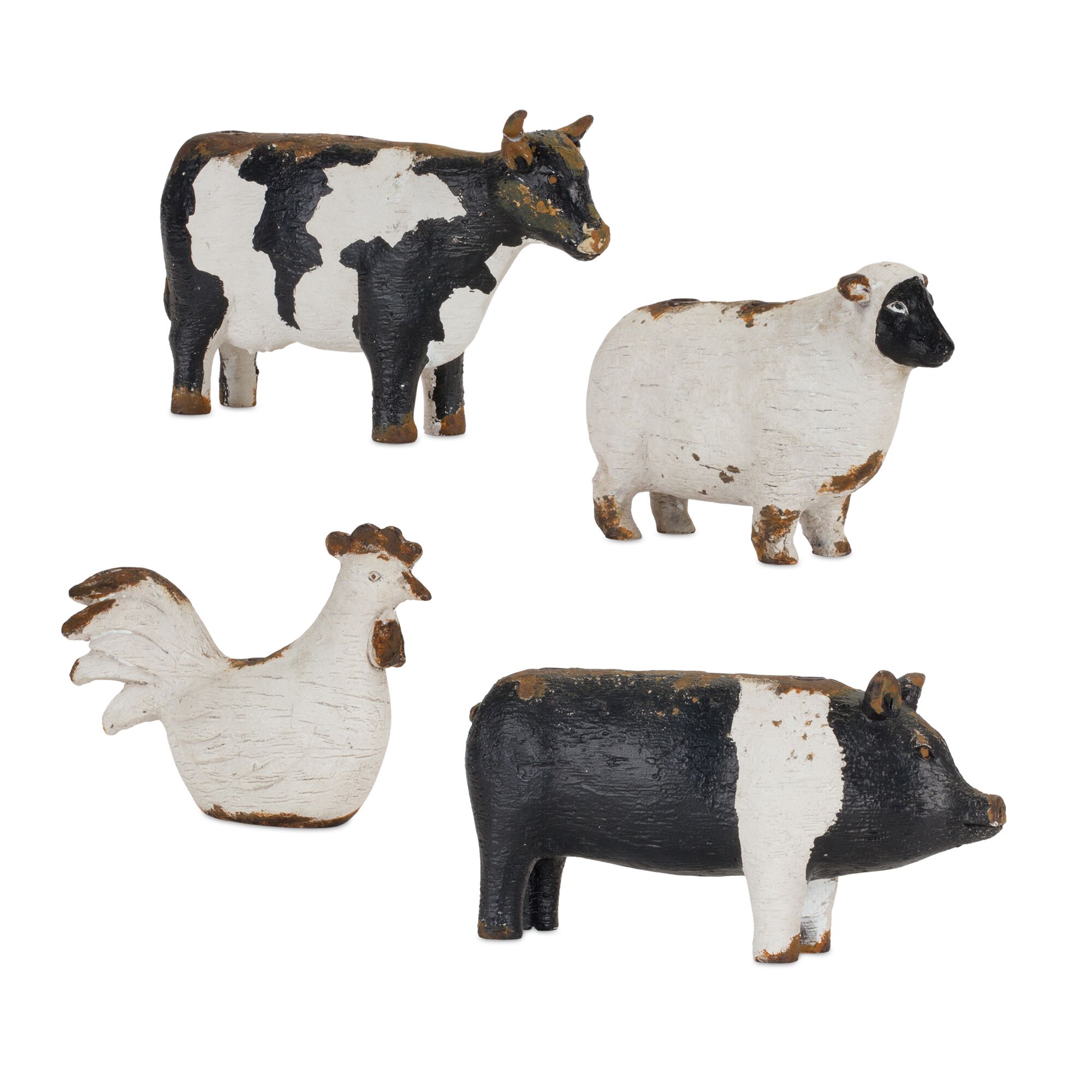 Farm Animal Candle Holder (Set of 4) 4.5 inchesH, 4.75 inchesH, 4.75 inchesH, 5.25 inchesH Resin, WHITE/BROWN/BLACK, hi-res image number 0
