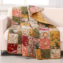 Antique Chic Floral Patchwork Quilted Throw Blanket