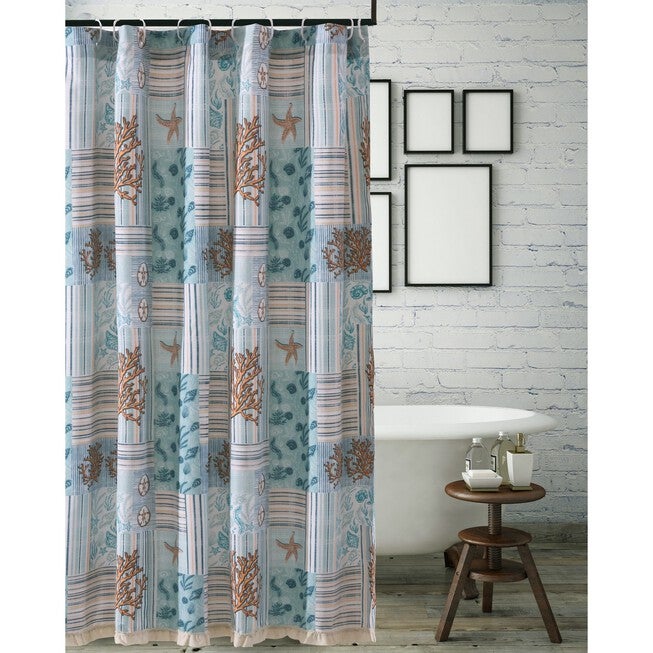 Key West Seafoam Shower Curtain , SEAFOAM, hi-res image number 0