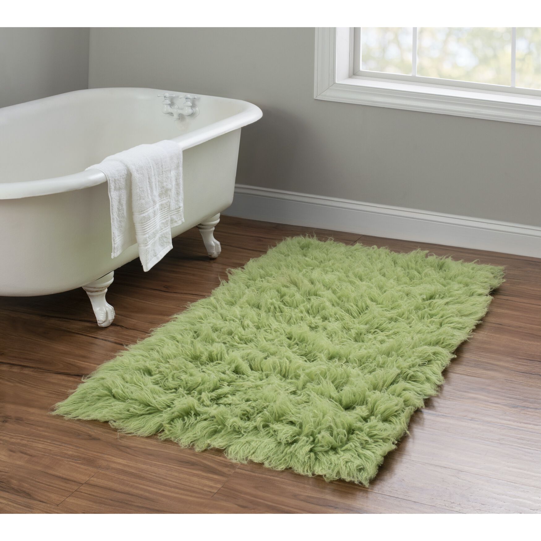 Flokati Lime Green Rug, , on-hover image number 1