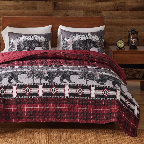 Timberline Quilt And Pillow Sham Set, RED, hi-res image number null