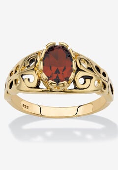 Gold over Sterling Silver Open Scrollwork Simulated Birthstone Ring
