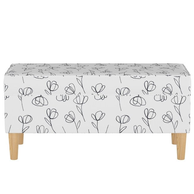 Contoured Tulips Storage Bench, , on-hover image number 1