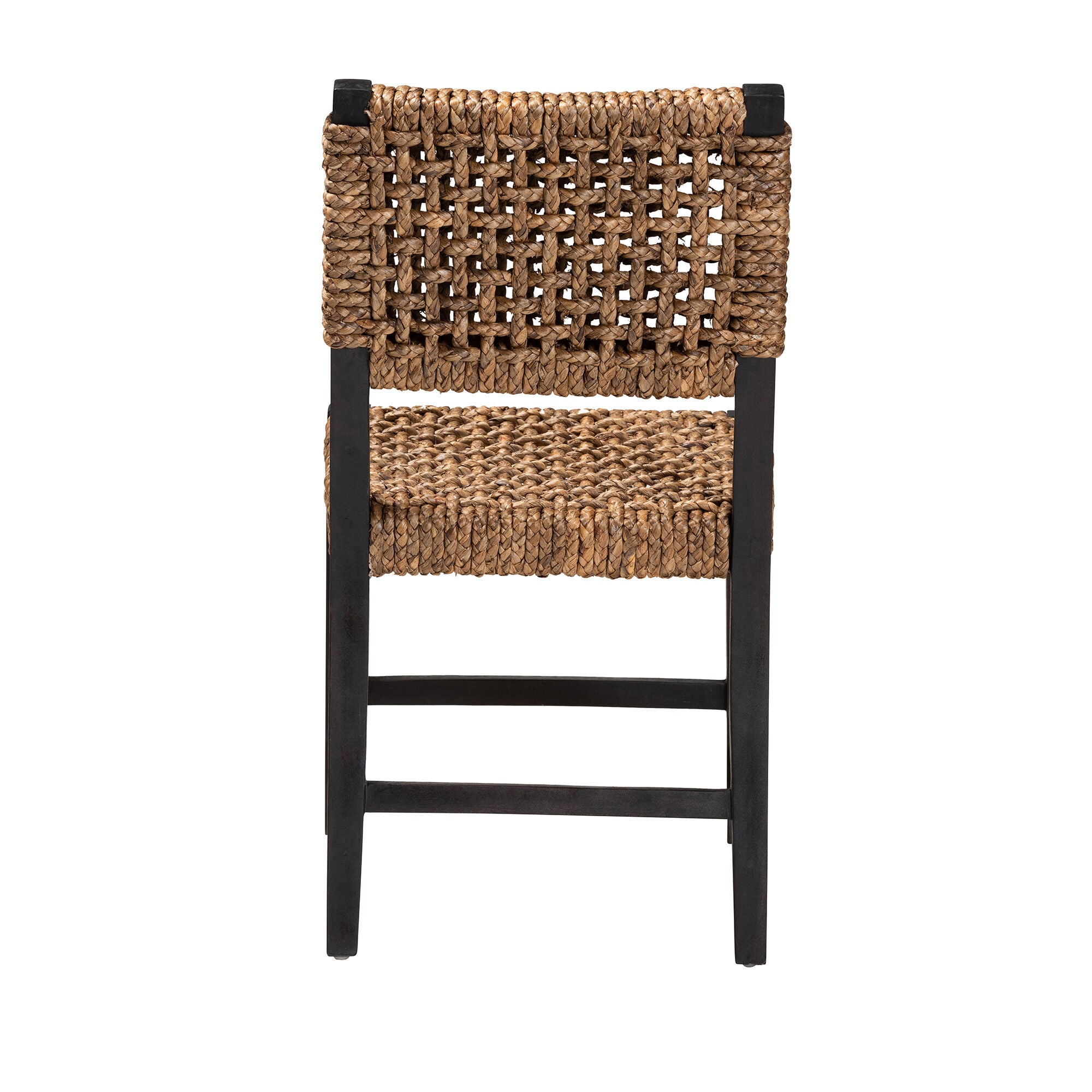 Alise Modern Bohemian Dark Brown Mahogany Wood and Seagrass Dining Chair, BROWN, alternate image number 5