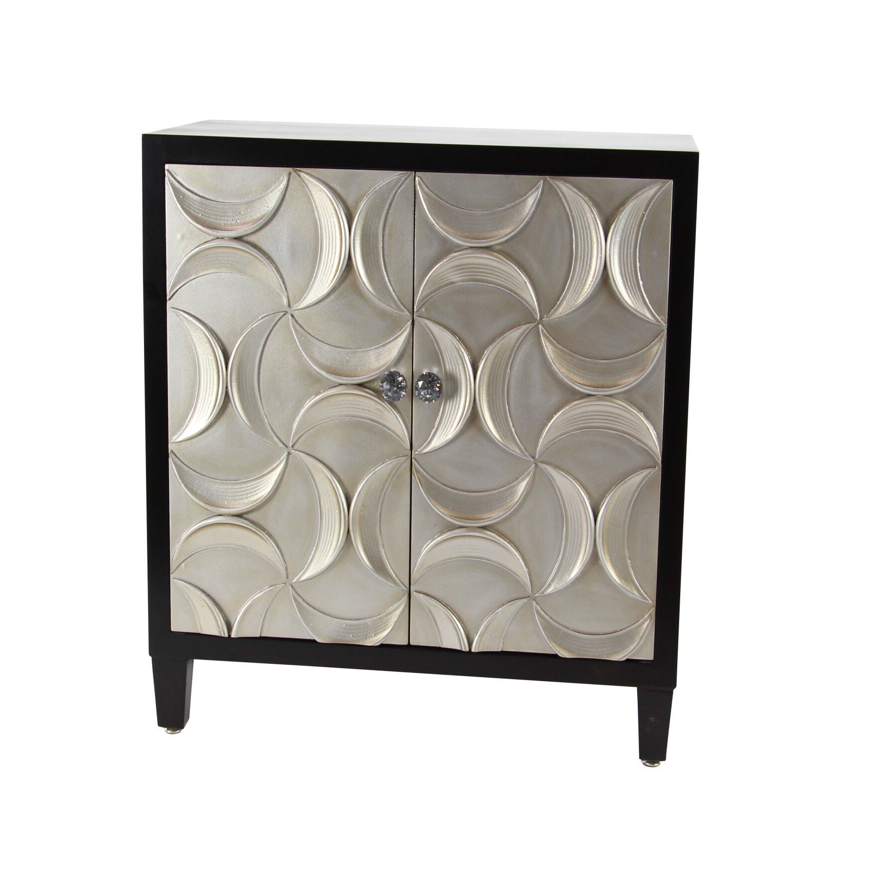 Modern Rectangular Black Wooden Crescent Moon Cabinet, 32 inchesH x 31 inchesL x 16 inchesW, , on-hover image number 1