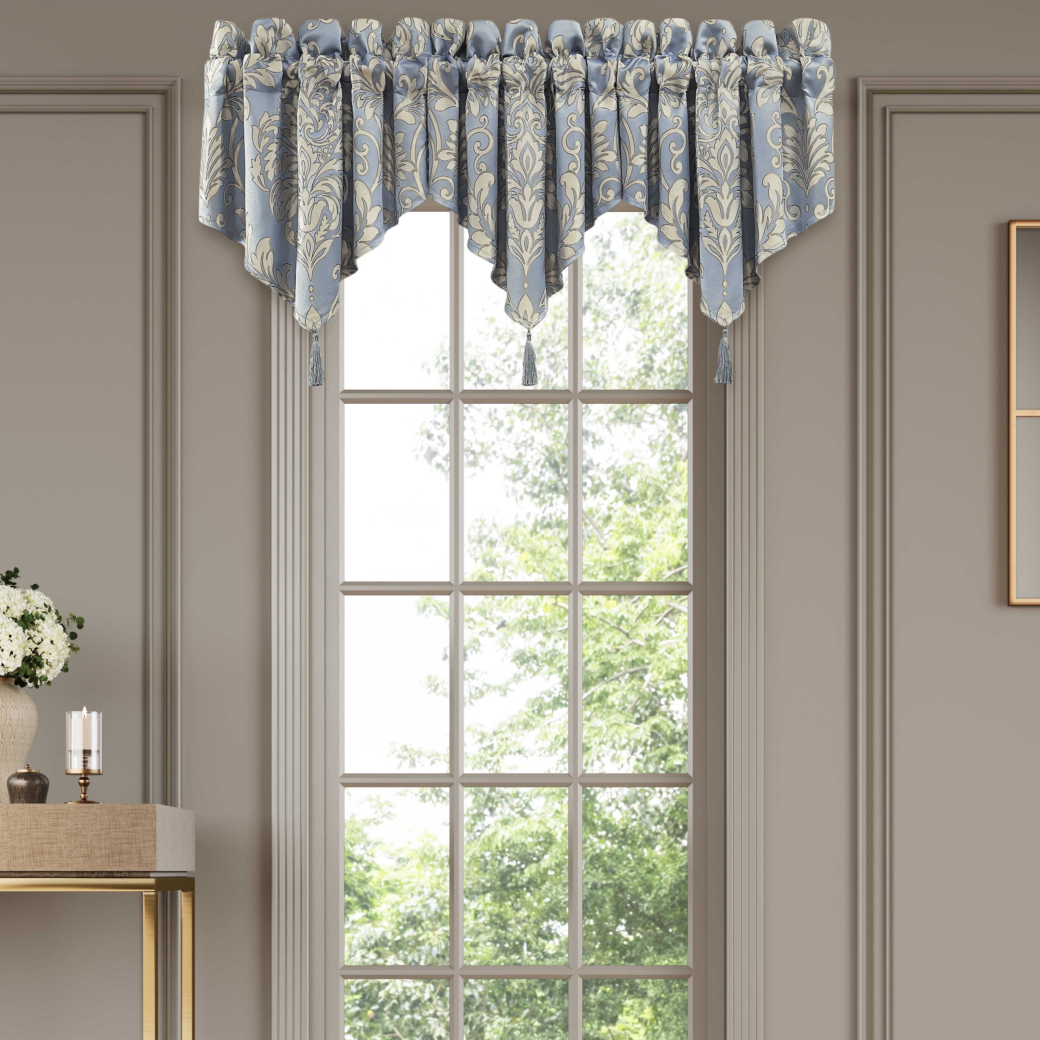 Lorenzo Window Ascot Valance, BLUE, hi-res image number 0