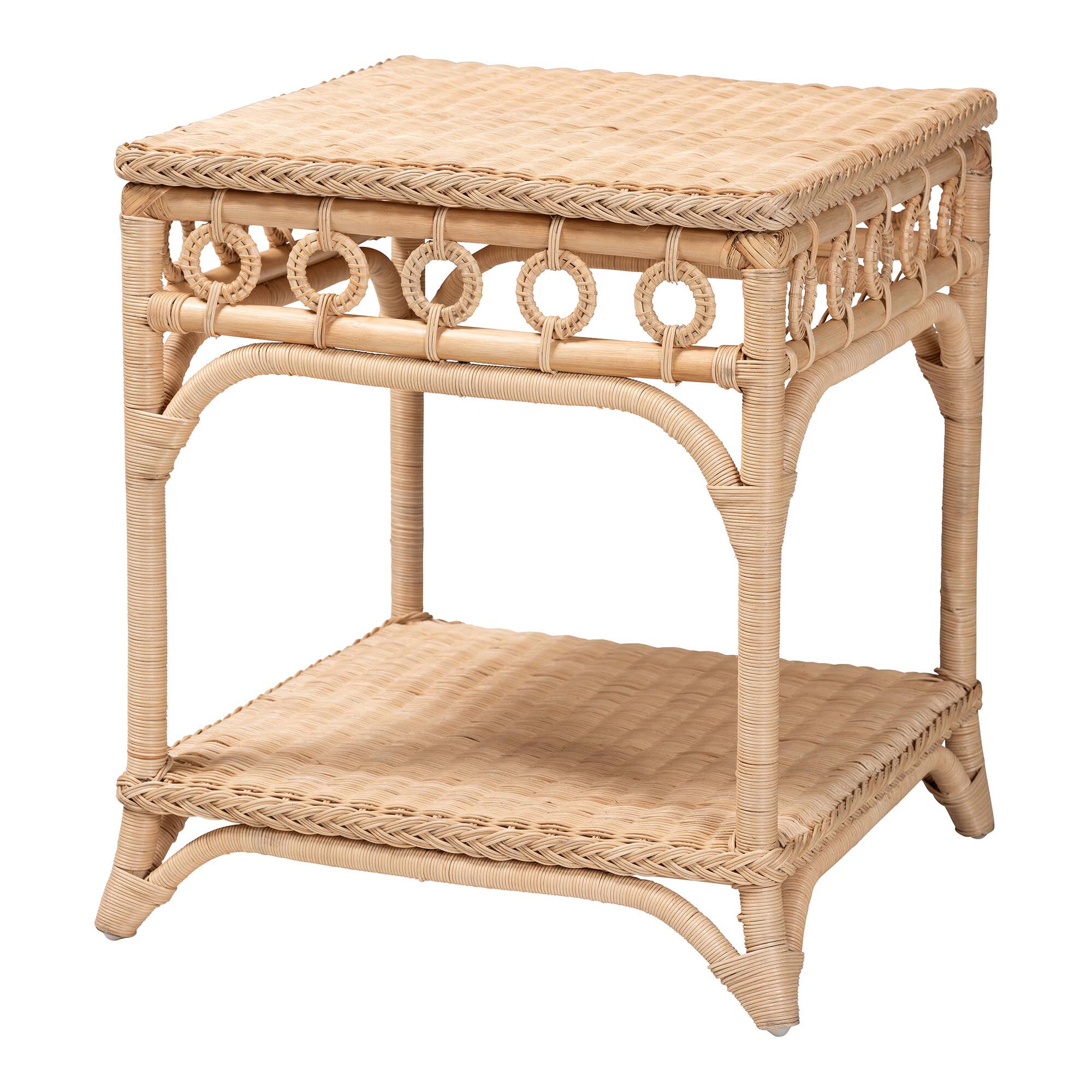 Oxford Braided Natural Rattan End Table, BROWN, alternate image number 1