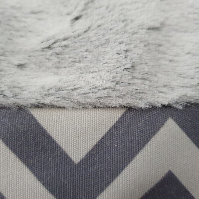 Chevron poly-cotton bolster with detachable faux fur cushion, Small Size, , alternate image number 4