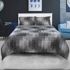 Shaded Stripe Grey Microfiber Comforter Set, , on-hover image number 1