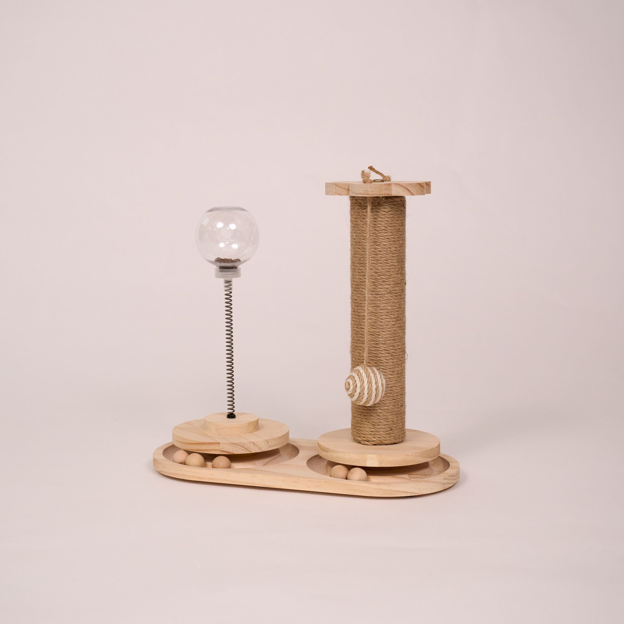 Interactive Scratch Post and Activity Center: The Ultimate Cat Playground, NATURAL BEIGE, hi-res image number 0