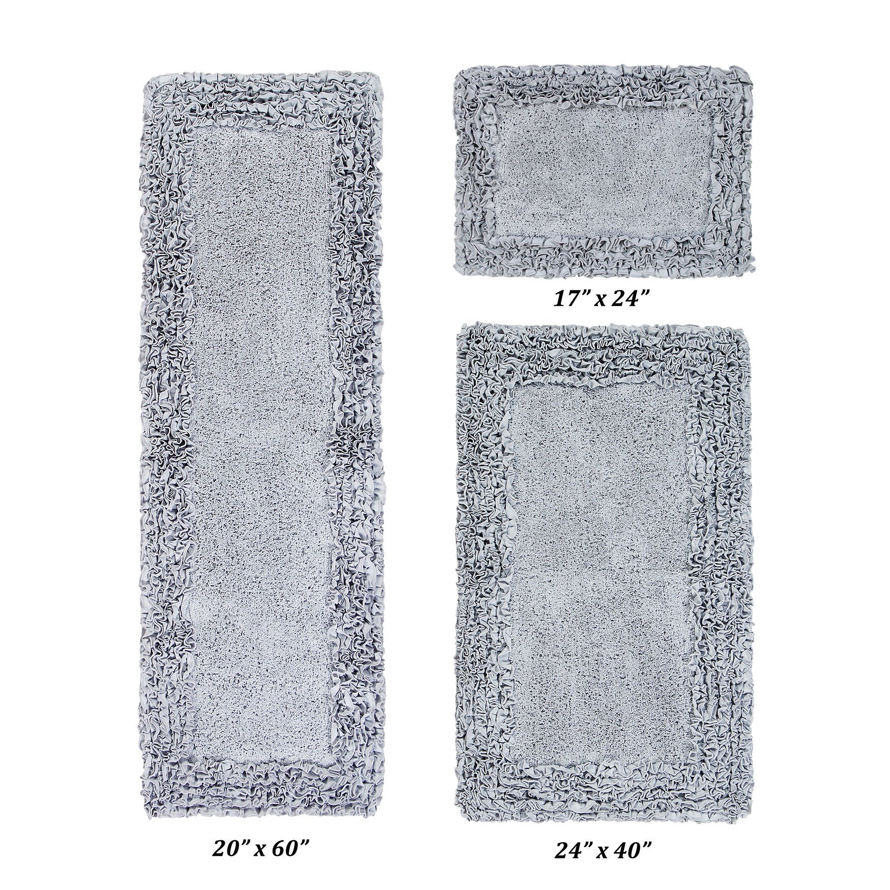 Shaggy Border Bath Rug Mat, 3-Pc. Set, SILVER, hi-res image number 0