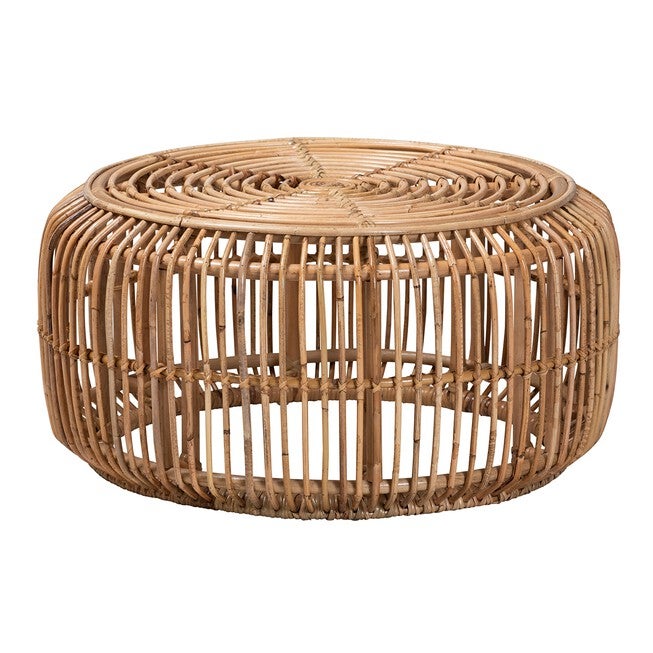Aliane Modern Bohemian Natural Brown Antique Rattan Coffee Table, NATURAL BROWN, hi-res image number null