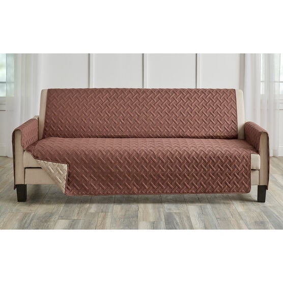 ANTI-BACTERIAL PINSONIC Sofa PROTECTOR, BROWN TAUPE, hi-res image number null