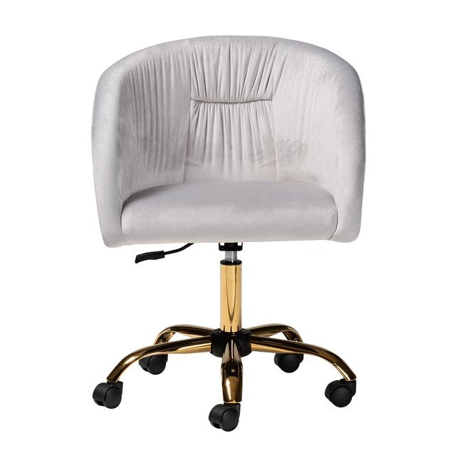 Ravenna Contemporary Glam And Luxe Aqua Velvet Fabric And Gold Metal Swivel Office Chair, , on-hover image number 1
