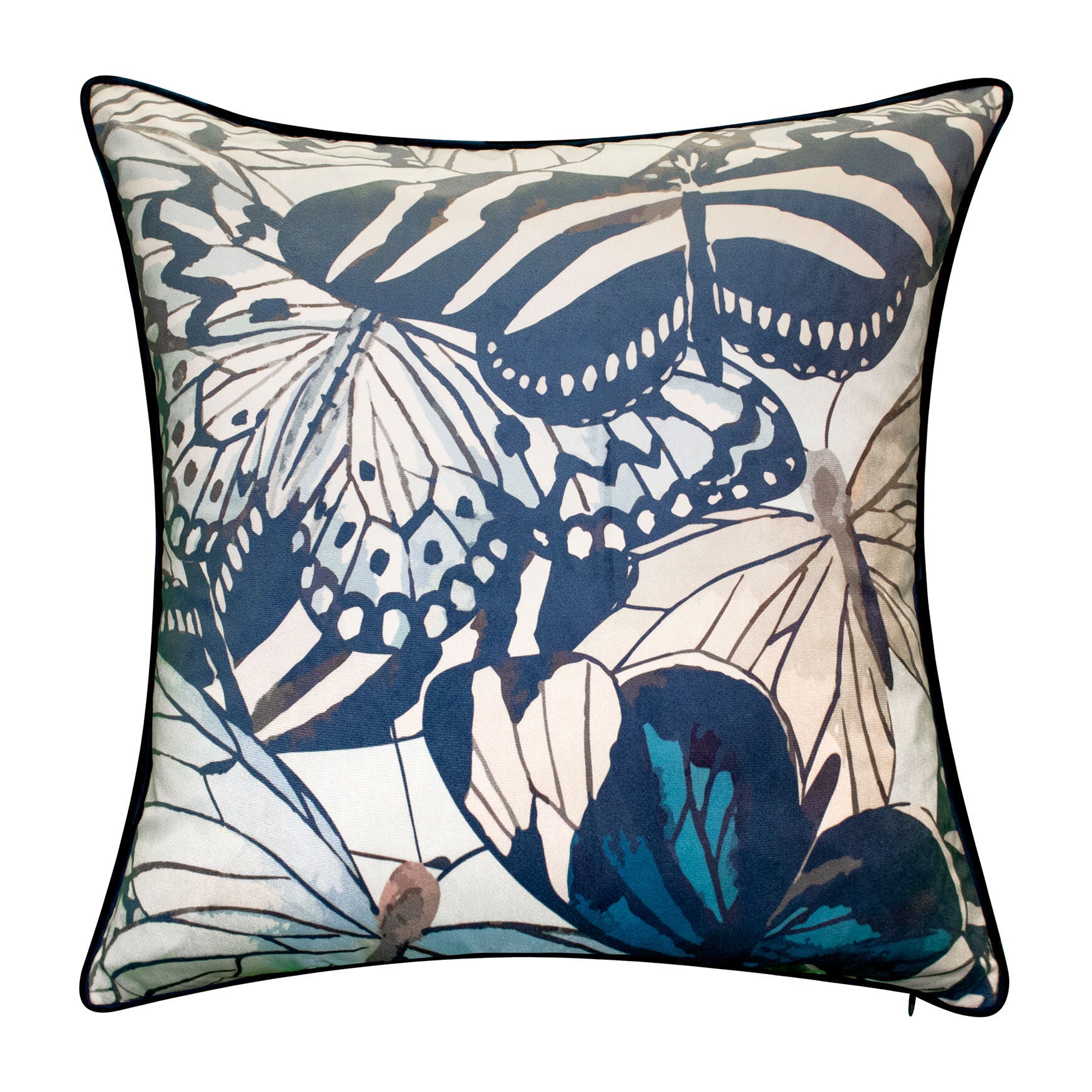 Velvet Bold Butterfly Decorative Pillow Dec Pillow, LIGHT BLUE, hi-res image number 0