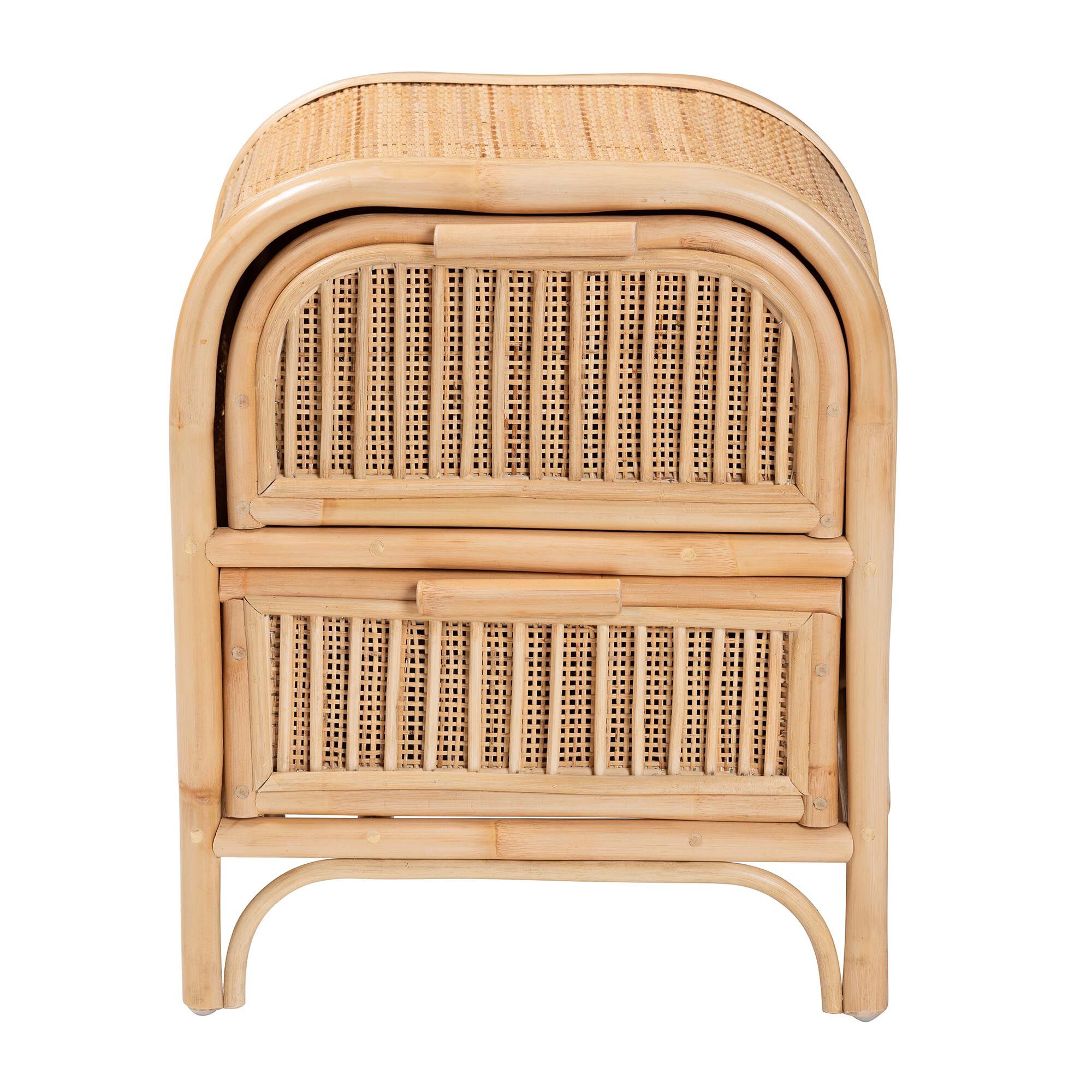 Adrika Bohemian Natural Rattan 2-Drawer Nightstand, NATURAL, alternate image number 4