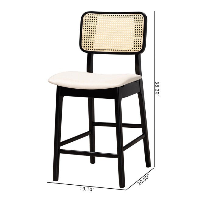 Dannon Mid-Century Modern Grey Fabric And Walnut Brown Finished Wood 2-Piece Counter Stool Set, , alternate image number null