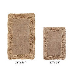 Shaggy Border Bath Rug Mat, 2 Pc Set (17" X 24" | 21" X 34")