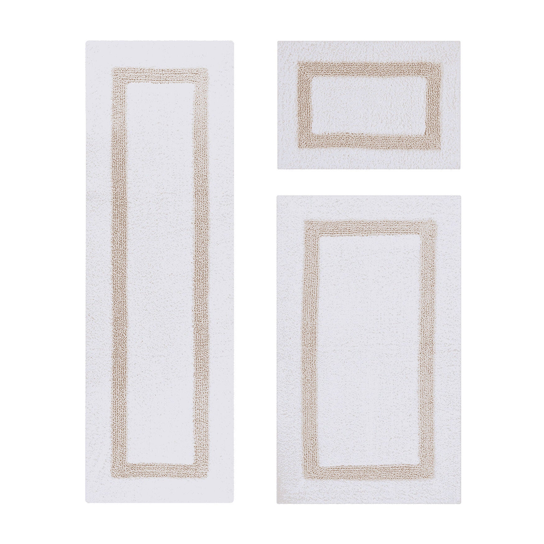 Hotel Collection 100% Cotton 3 Piece (17 inches X 24 inches | 24 inches X 40 inches | 20 inches X 60 inches) Bath Rug Set, WHITE SAND, hi-res image number 0