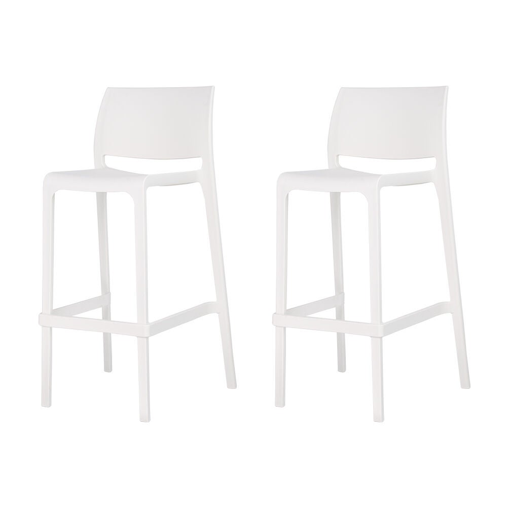 SET OF 2 SENSILLA OUTDOOR STACKABLE BARSTOOL, WHITE, on-hover image number 1