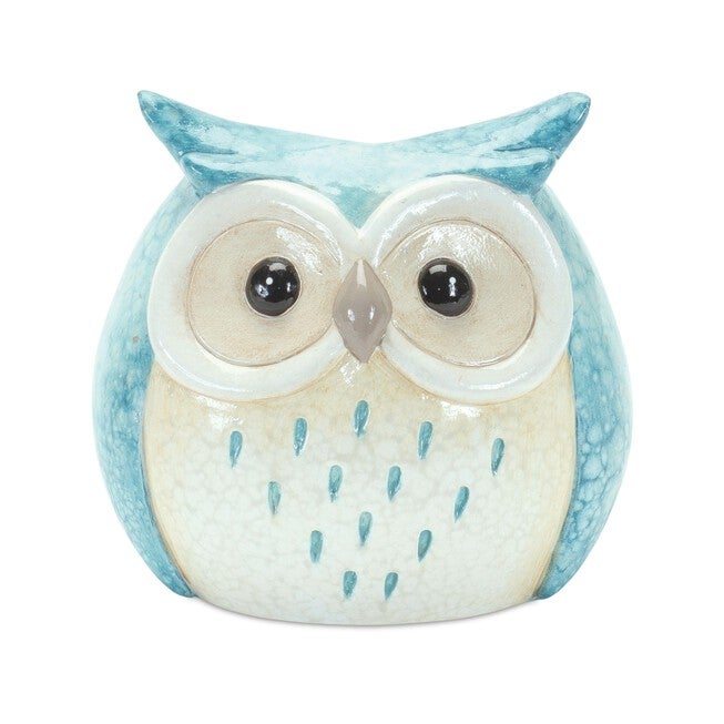 Whimsical Pastel Terra Cotta Owl Figurine (Set of 12), BLUE PINK GREY, alternate image number null