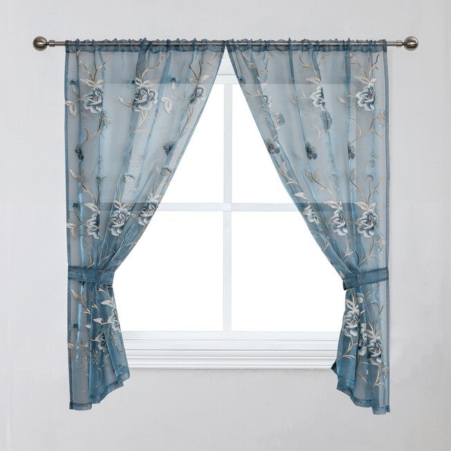 Dublin Rose Window Curtain, BLUE, hi-res image number 0