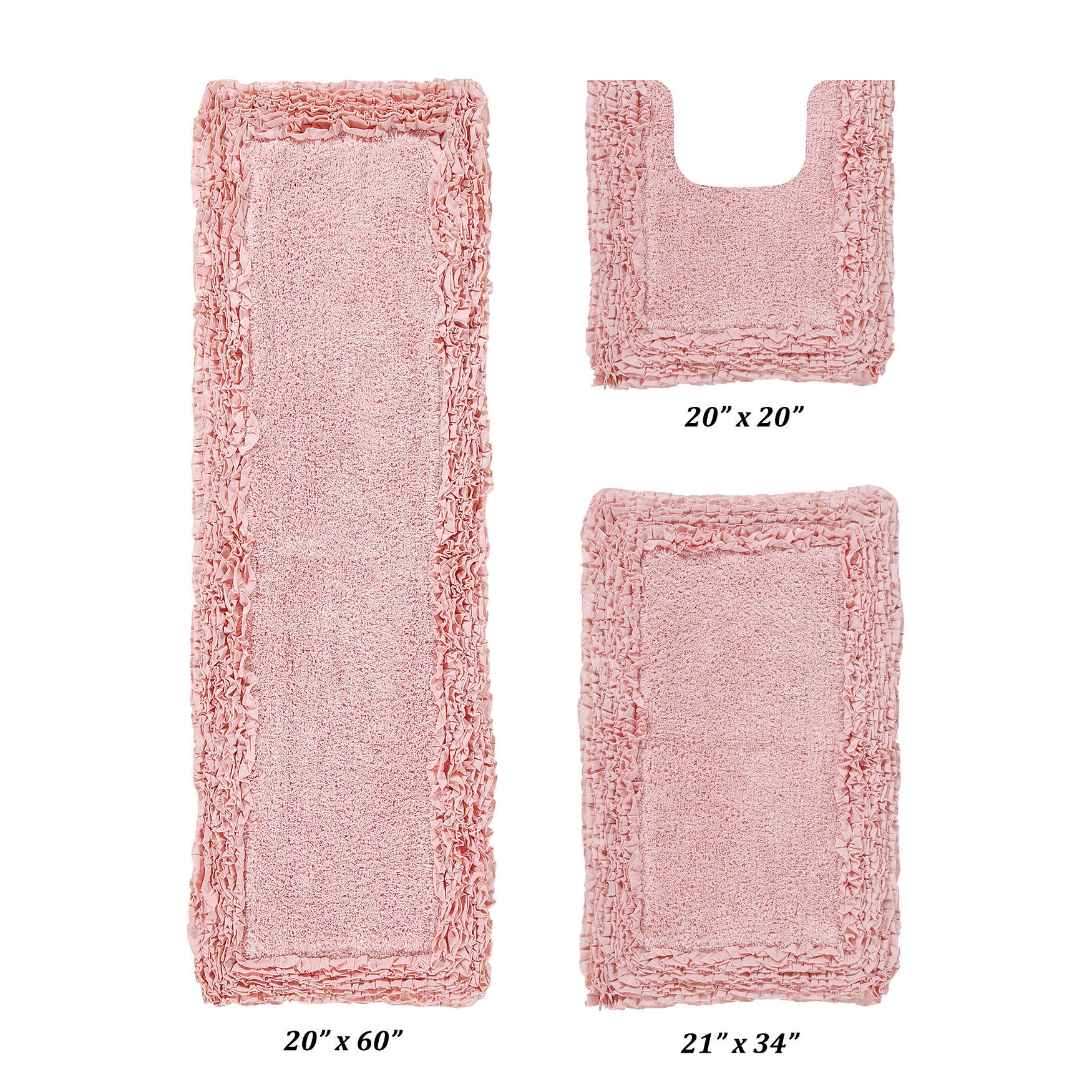 Shaggy Border Bath Rug Mat, 3-Pc. Set, PINK, hi-res image number 0
