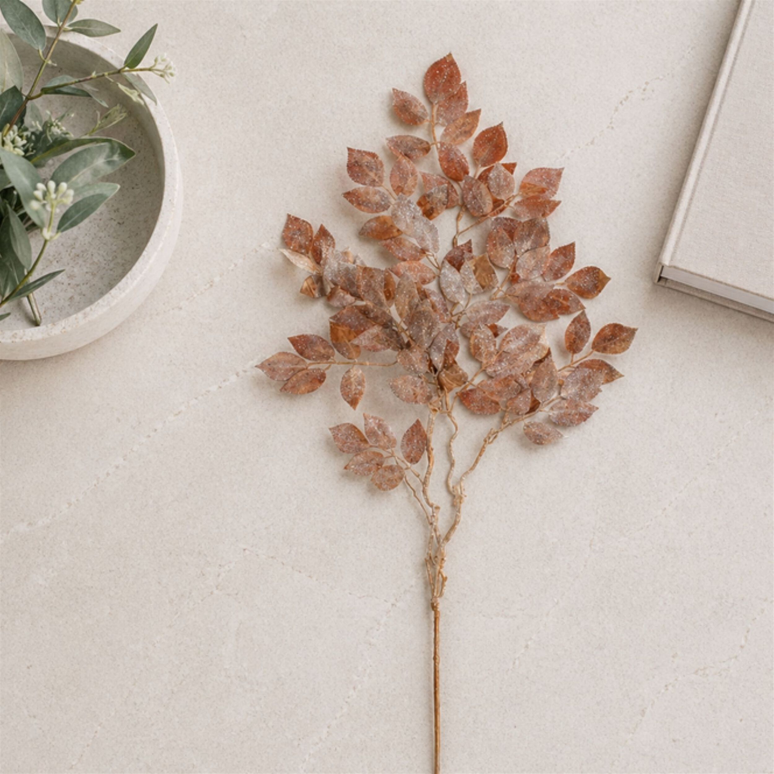 Glittered Velvet Leaf Spray (Set of 2), BRONZE, alternate image number 2