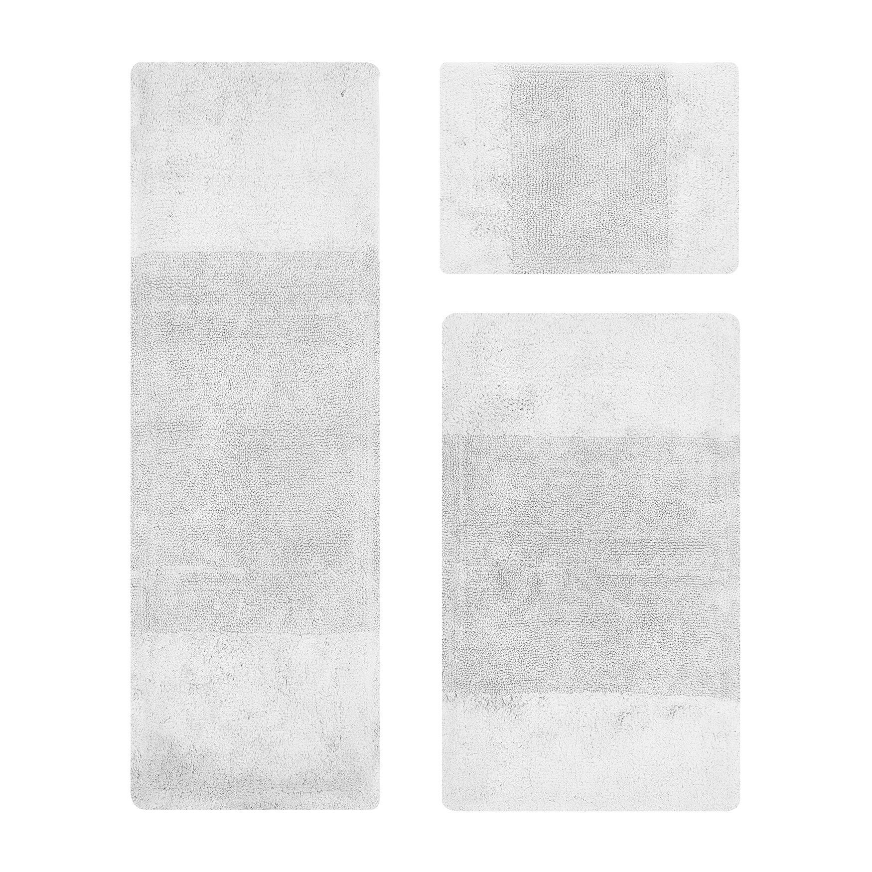 Granada Collection 100% Cotton 3 Piece (17 inches X 24 inches | 24 inches X 40 inches | 20 inches X 60 inches) Bath Rug Set, WHITE, hi-res image number 0