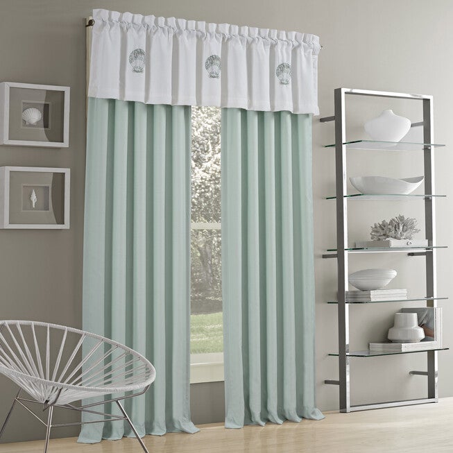 Water's Edge 84 Inch Window Panel Pair, AQUA, hi-res image number 0