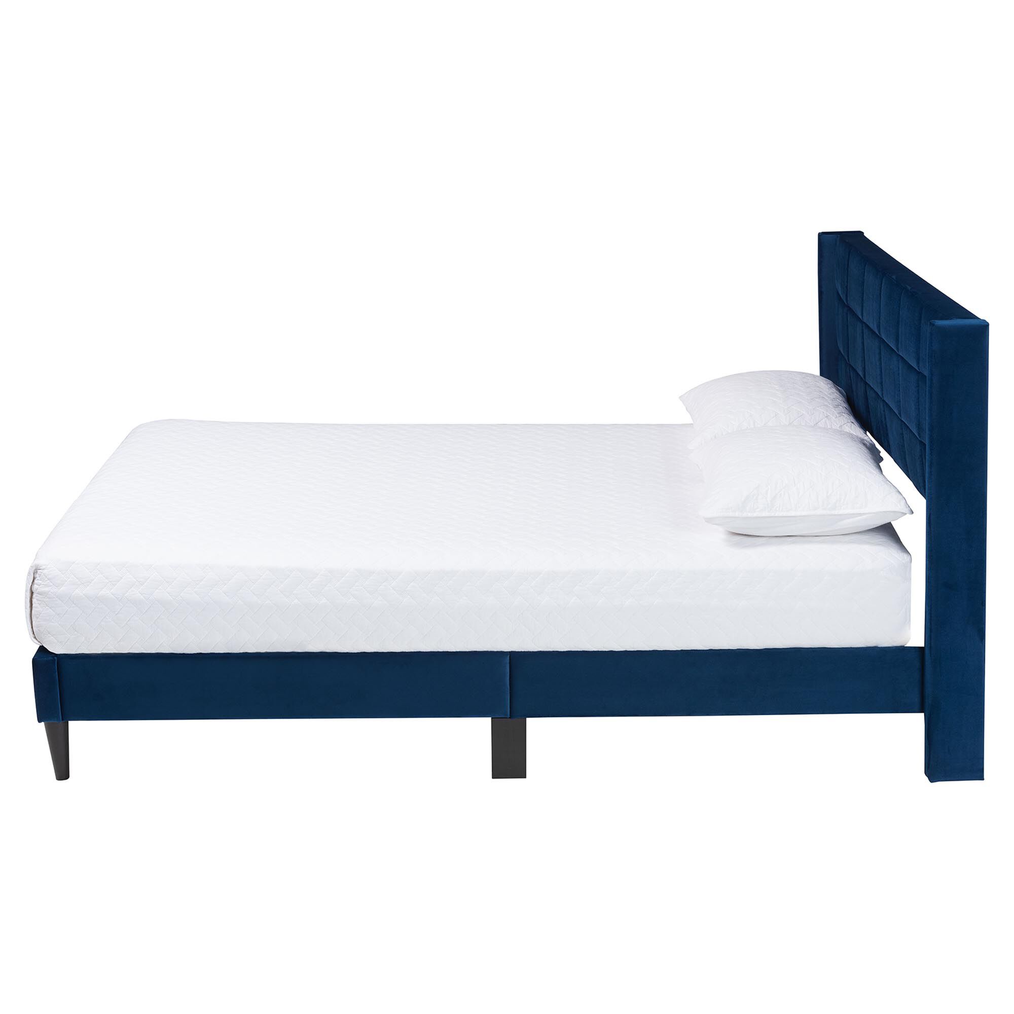 Payne Modern Glam Grey Velvet and Dark Brown Wood Queen Bed, NAVY, alternate image number 2