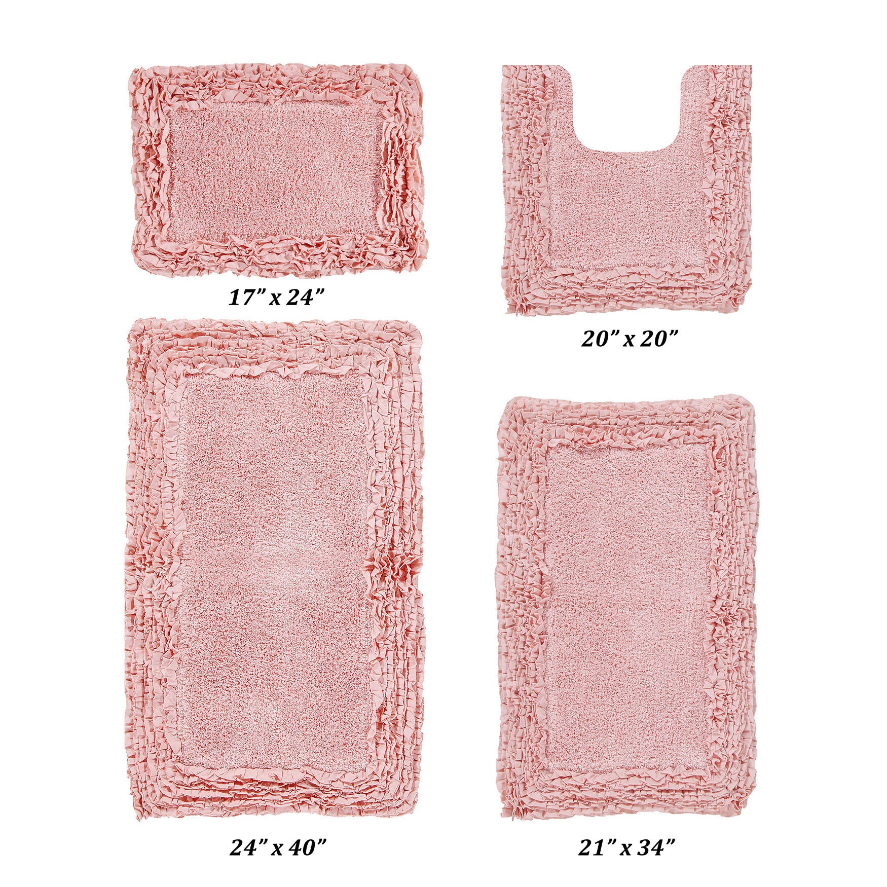 Shaggy Border Bath Rug Mat, 4 Pc Set, (17 inches X 24 inches | 20 inches X 20 inches | 21 inches X 34 inches | 24 inches X 40 inches), PINK, hi-res image number 0
