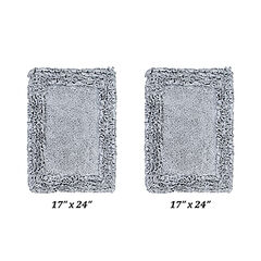 Shaggy Border Bath Rug Mat, 2 Pc Set, (17" X 24" | 17" X 24")