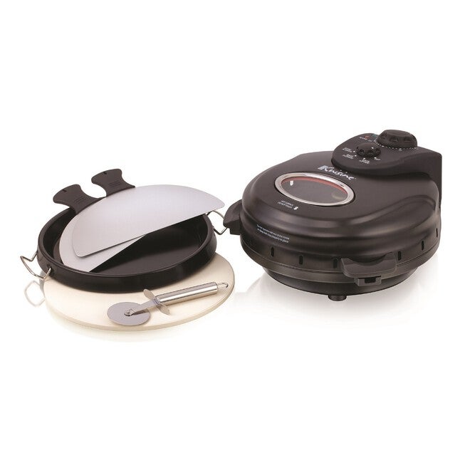 Euro Cuisine 12 inches Rotating Pizza Maker with Stone & Baking Pan, , alternate image number 3