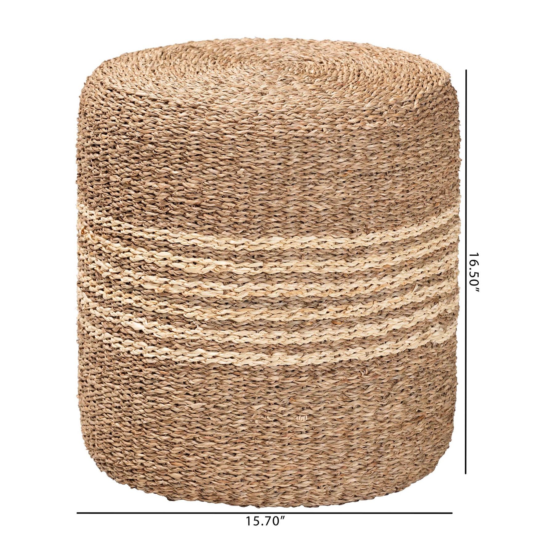 Wickham Modern Bohemian Natural Brown Seagrass Ottoman Footstool, , alternate image number 12