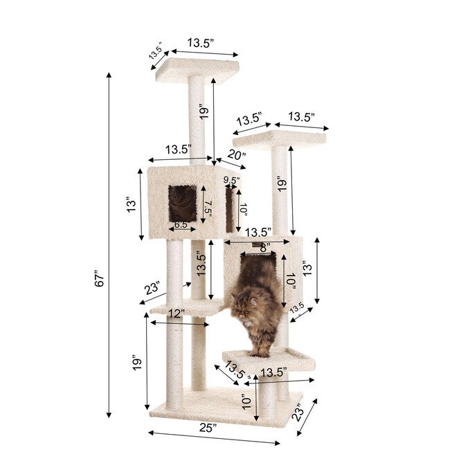 Multi-Level Real Wood Cat Tree With Two Condos Perches, , alternate image number 4