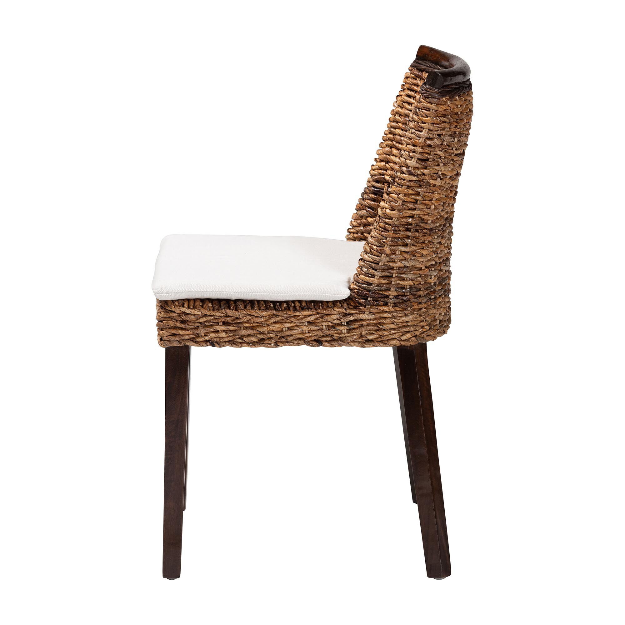 Abbas Bohemian Seagrass and Dark Brown Wood Dining Chair, BROWN, alternate image number 3