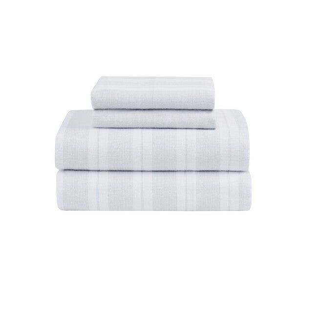 Bryce Stripe Flannel Sheet Set, WHITE GREY, hi-res image number null