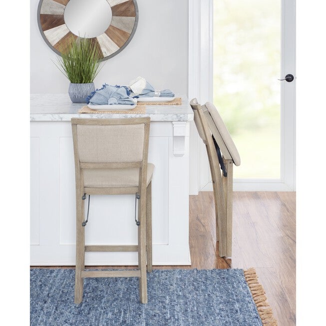 Keira Grey Wash Pad Back Folding Cnter Folding Stools, , alternate image number 15