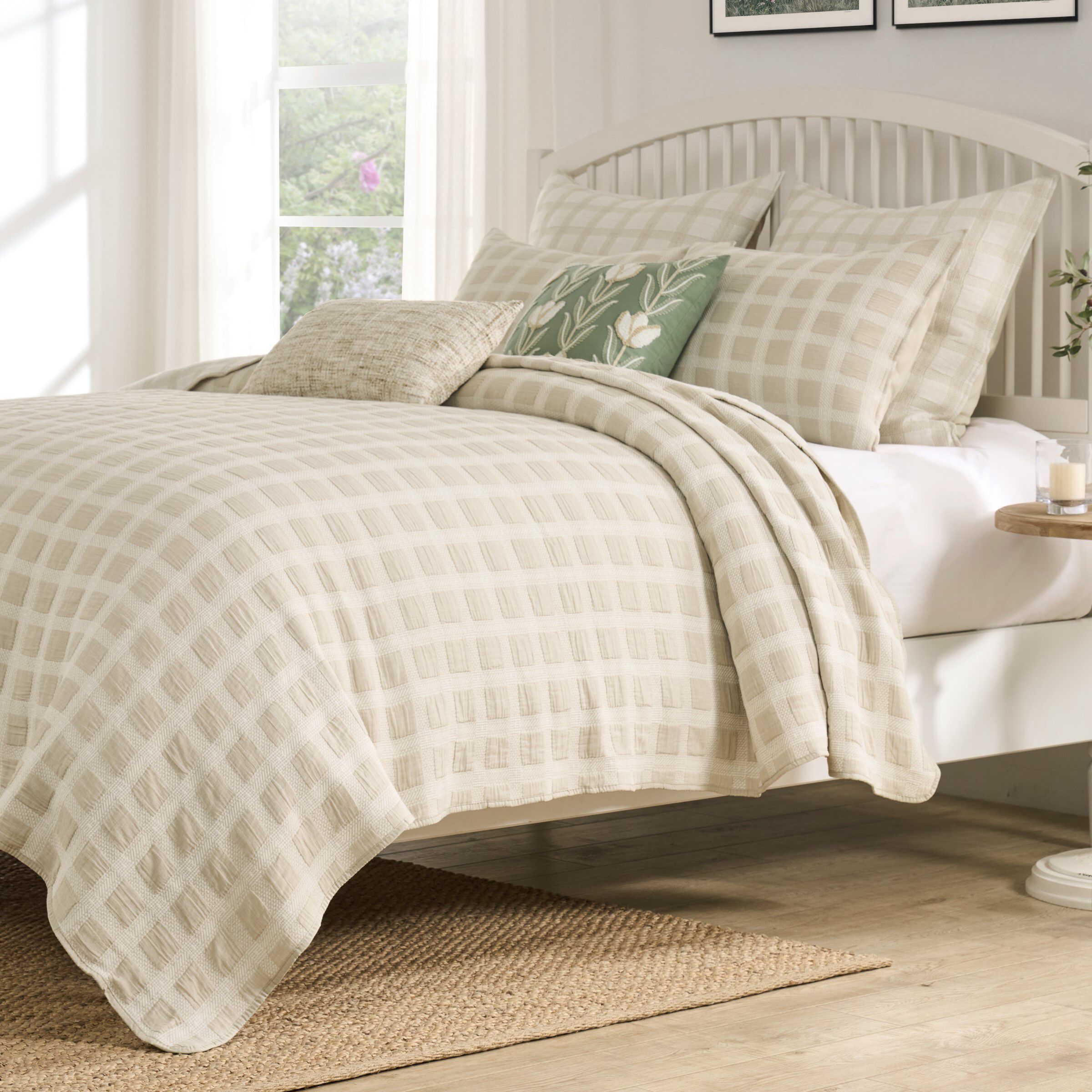 Millhouse 100% Cotton Classic Plaid Coverlet Set, TAUPE, alternate image number 2
