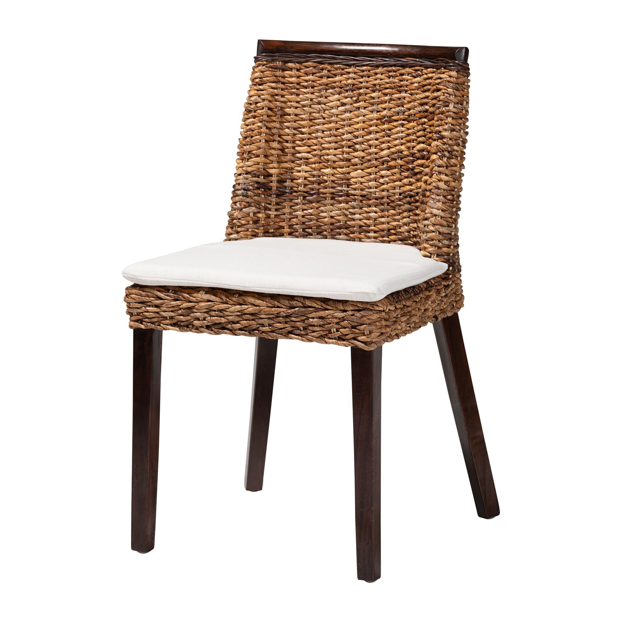 Abbas Bohemian Seagrass and Dark Brown Wood Dining Chair, BROWN, alternate image number 1